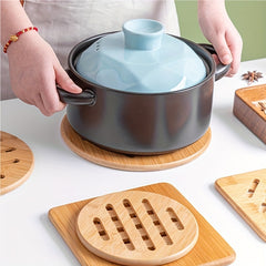 1pc 6pcs Bamboo Coaster Round Hot Pad Insulated Placemat Home Dining Table