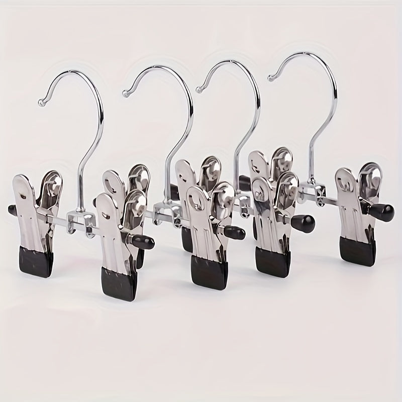 10pcs Stainless Steel Clothes Hangers w/ Adjustable Clips for Stores