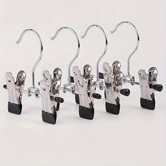 10pcs Stainless Steel Clothes Hangers w/ Adjustable Clips for Stores