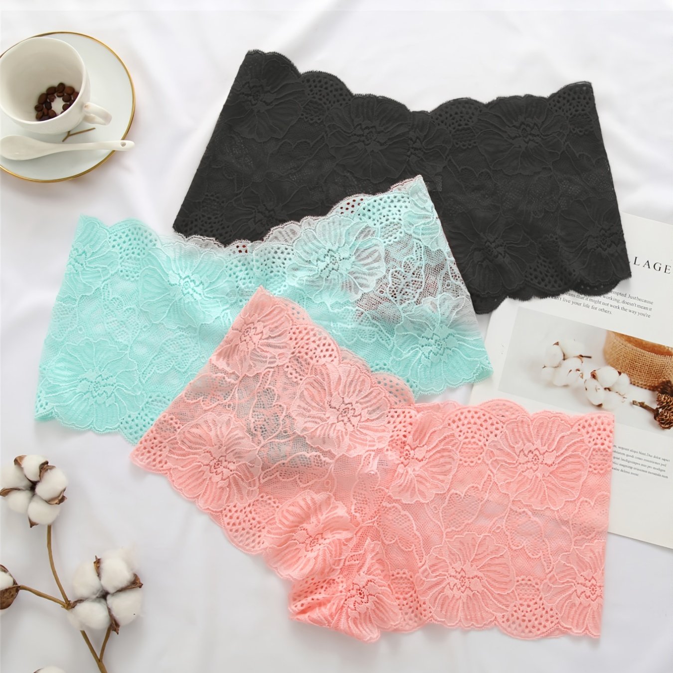 3 Pack Plus Size Floral Jacquard Briefs Women's Plus Panties Set