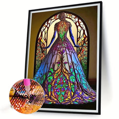 Rainbow Wedding Dress 5D Diamond Painting Kit 20x30cm DIY Handicrafts