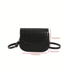 Vintage Shoulder Bag Houndstooth Embossed Crossbody Purse