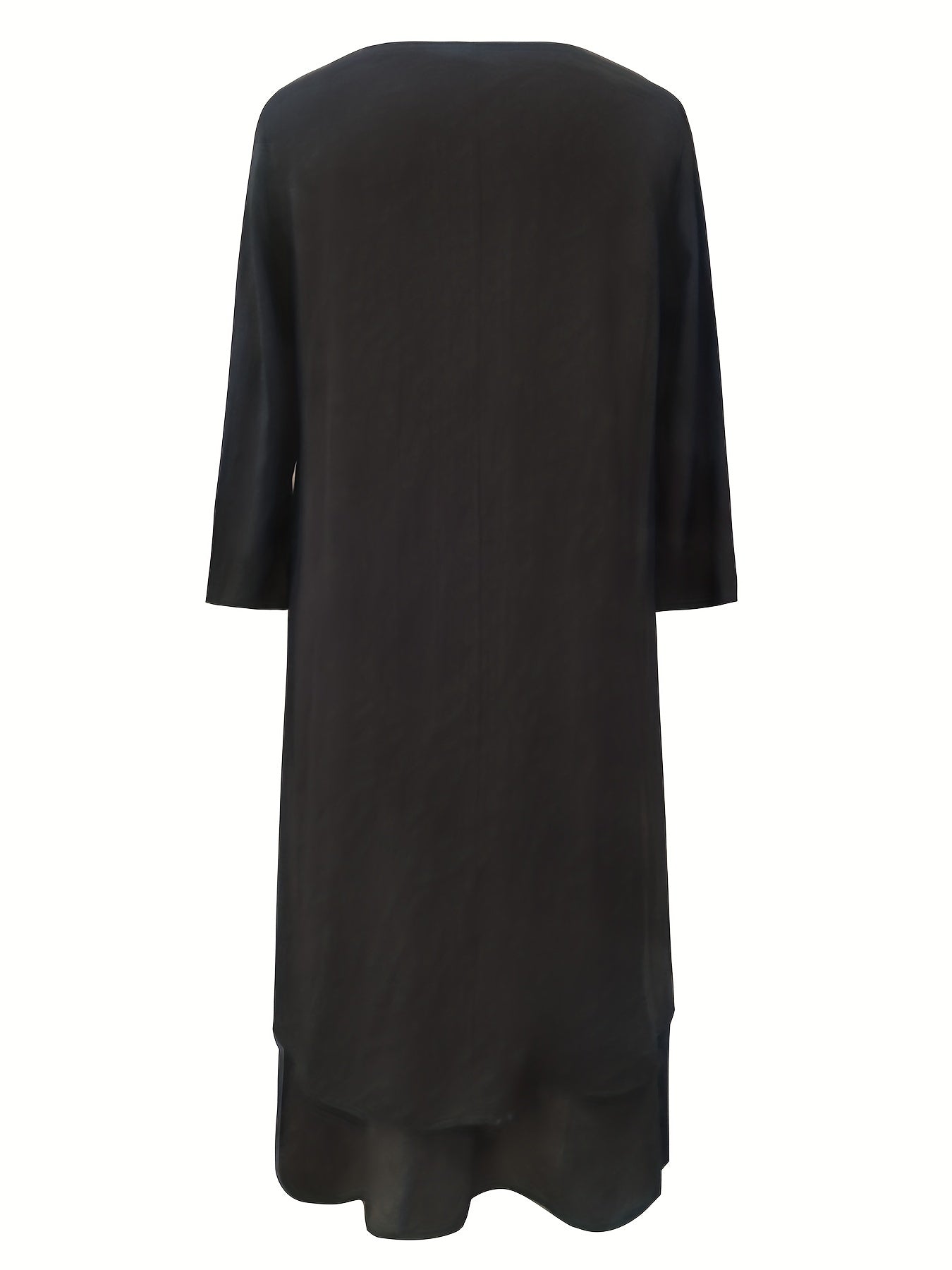 Button Decor Ruched V Neck Maxi Dress