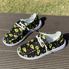 Avocado Cartoon Skateboard Shoes for Women