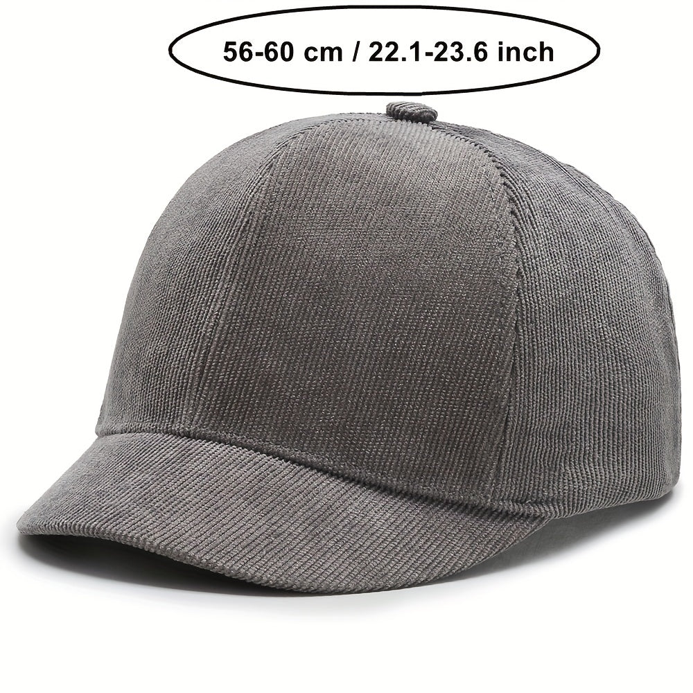 Short Brim Corduroy Baseball Cap Solid