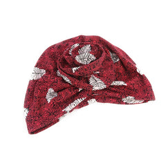 Wine Red Leaf Print Bandana Hat Women Chemo Beanie Turban Wrap