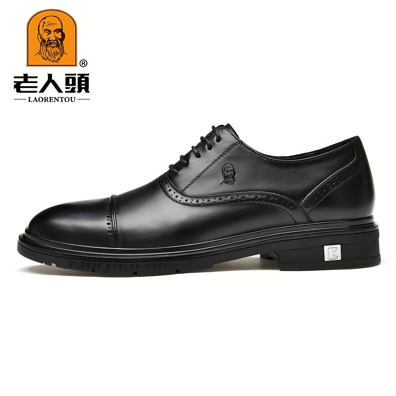 LAORENTOU Men's Leather Oxford Shoes Lightweight Formal Shoes