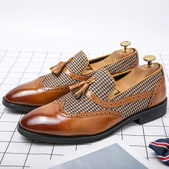 Men's Wingtip Brogue Oxford Shoes Pointed Toe Tassel Loafers