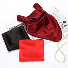 Square Satin Scarf Solid Neckerchief Casual Shawl Bandana