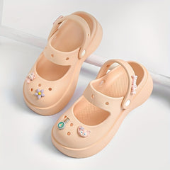 Women's Platform Closed Toe Slides Cut Out Clogs