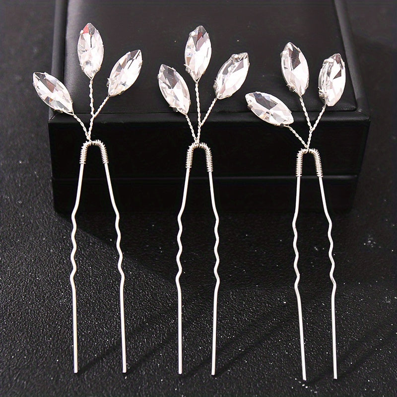 Crystal Faux Pearl Hairpin Wedding Hair Accessories Bridal Rhinestone Flower