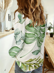 Leaf Print Long Sleeve Button Up Shirt