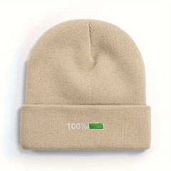 Embroidered Knitted Beanie Hat for Winter Outdoor Activities