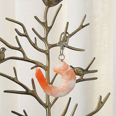 Simulated Shrimp Keychain Fun Food Pendant For Bags Purses And Keys