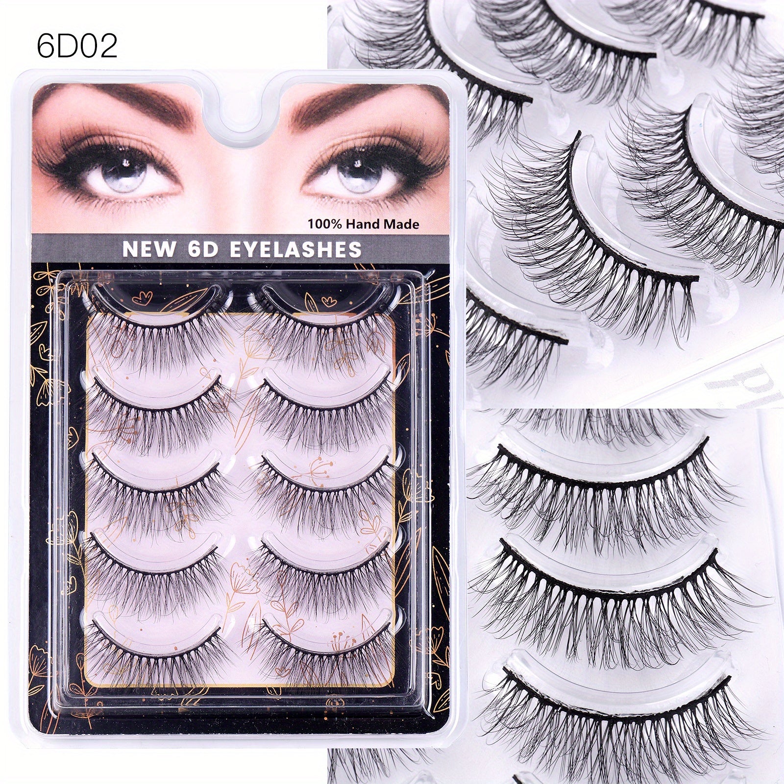 5 Pairs 6D Chemical Fiber False Eyelashes Natural Curling Reusable