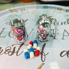Skeleton Aluminum Keychain Waterproof Pill Storage Box