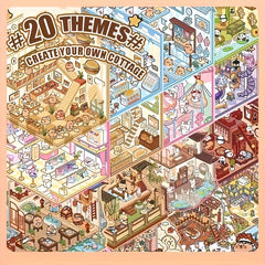 50 Page Capybara Sticker Collection 3D House & Animal Non Toxic DIY Scenes