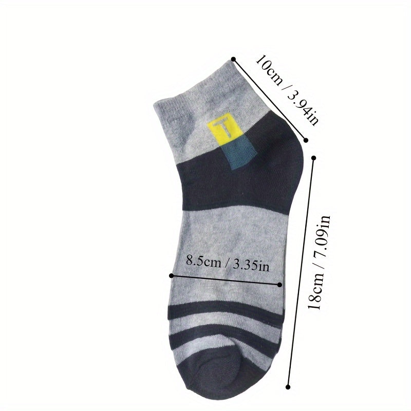 5 Pairs Striped Pattern Socks, Breathable, Comfortable, Outdoor Casual Socks
