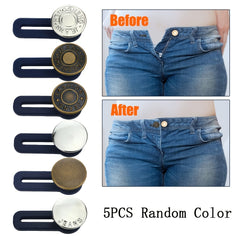 5pc Button Extender For Pants Adjustable Waist No Sew Buttons Easy To Use