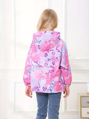 Girls Warm Fleece Waterproof Hooded Jacket Lightweight Outerwear for Outdoor