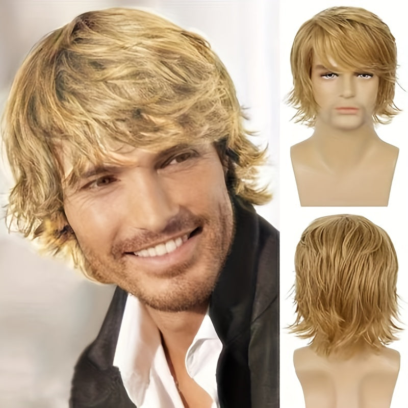 Men's Short Curly Wig Synthetic Heat Resistant Halloween Costume Hair