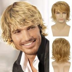 Men's Short Curly Wig Synthetic Heat Resistant Halloween Costume Hair