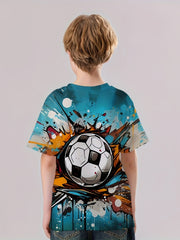 Kids Cartoon Football 3D Print T Shirt Casual Short Sleeve Tee