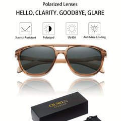 OUWEN Polarized Square Aviator Sunglasses Vintage Shades Sun Glasses