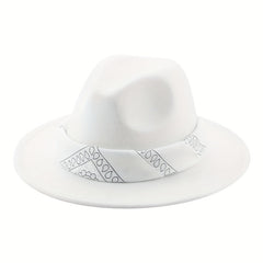 Wool Felt Hat Large Brim Ribbon Jazz Hat