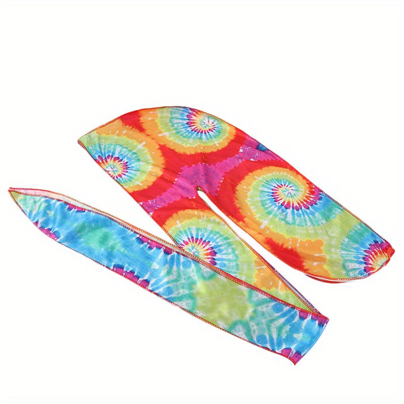 Tie Dyed Thick Silky Durag Floral Print Wave Cap