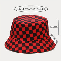 Plaid Print Bucket Hat Hip Hop Block Casual Basin Hat Unisex Fisherman Cap