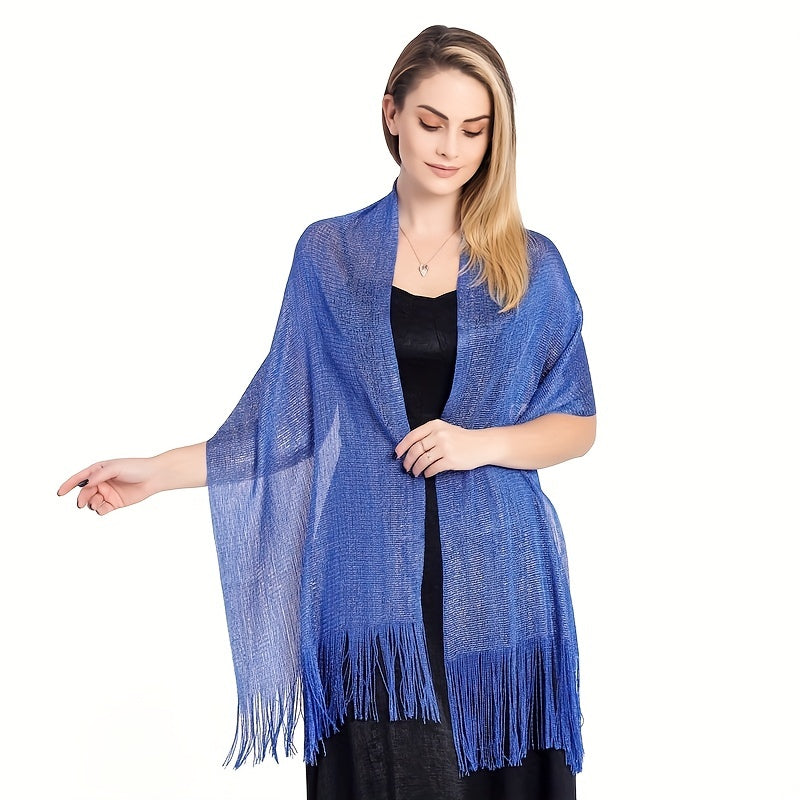 Glitter Tassel Shawl Solid Thin Wrap Cape Classic Decorative Shawls