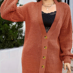 Button Up Lantern Sleeve Cardigan