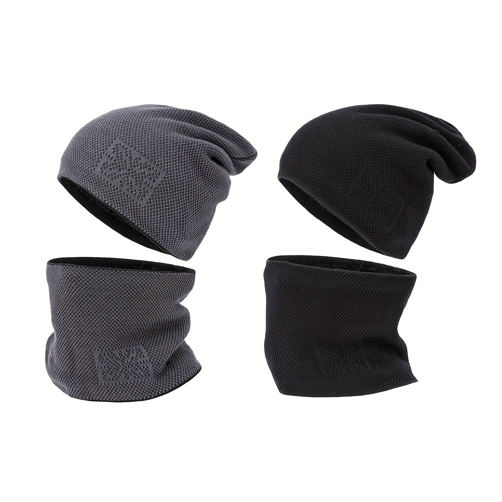2-Piece Set Velvet Knitted Hat for Women Men Winter Warmth
