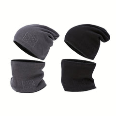 2-Piece Set Velvet Knitted Hat for Women Men Winter Warmth