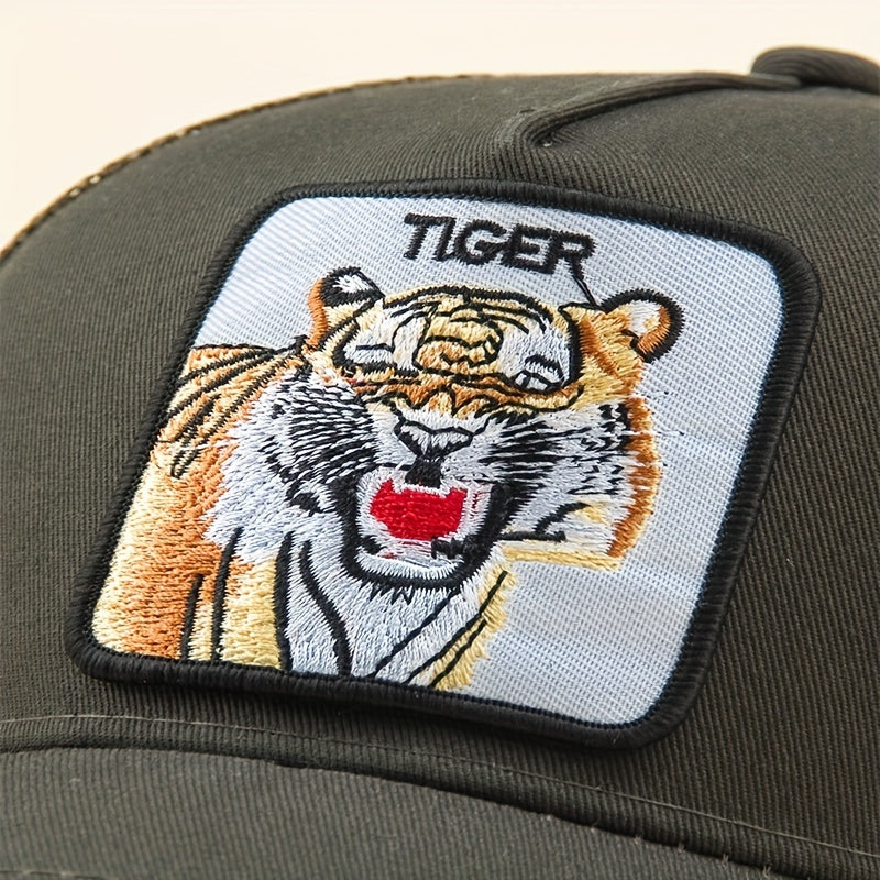 Embroidered Tiger Net Baseball Cap Men Women Hip hop Peaked Cap