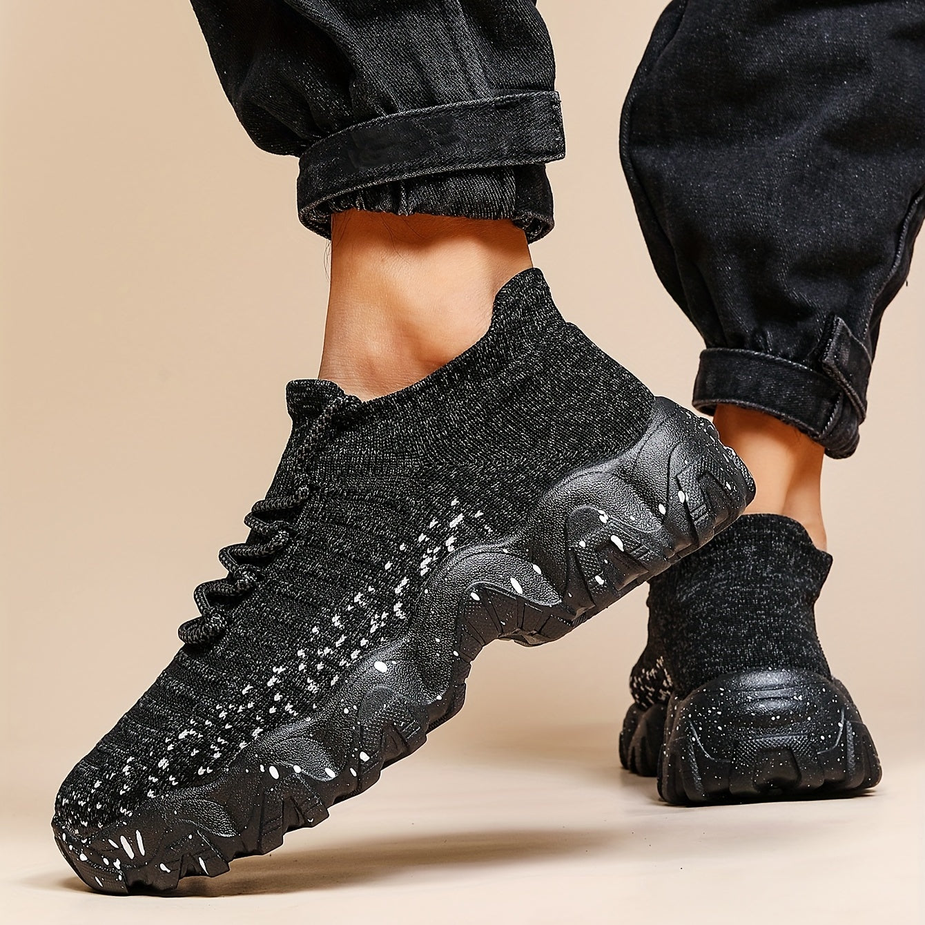 Men's Weave Knit Lace Up Casual Shoes Lightweight Sneaker