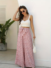 Floral Print Wide Leg Pants Casual Style