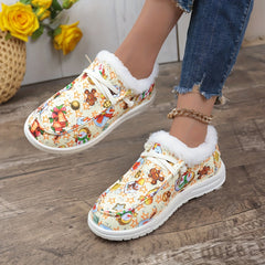 Women's Christmas Winter Boots with Cartoon Designs and Plush Warm Lining