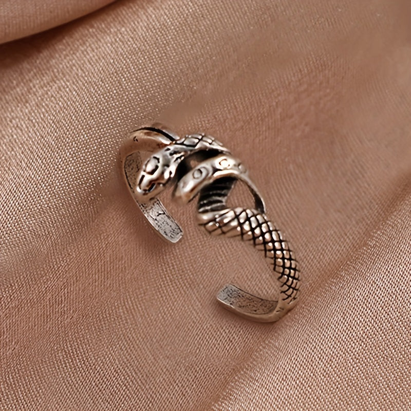 Punk Style Vintage Snake Pattern Zinc Alloy Adjustable Cuff Ring