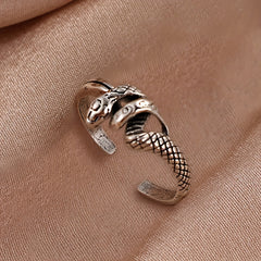 Punk Style Vintage Snake Pattern Zinc Alloy Adjustable Cuff Ring