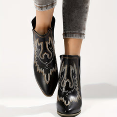 Women's Western Cutout Chunky Heel Boots