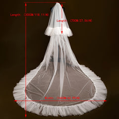 Bridal Veil Headpiece Layered Ruffled Edge Sheer Tulle Wedding Accessory