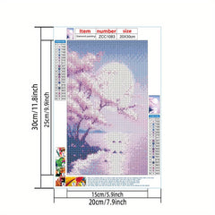 Cherry Flowers Moon River Diamond Painting DIY Adult Round Home Decor
