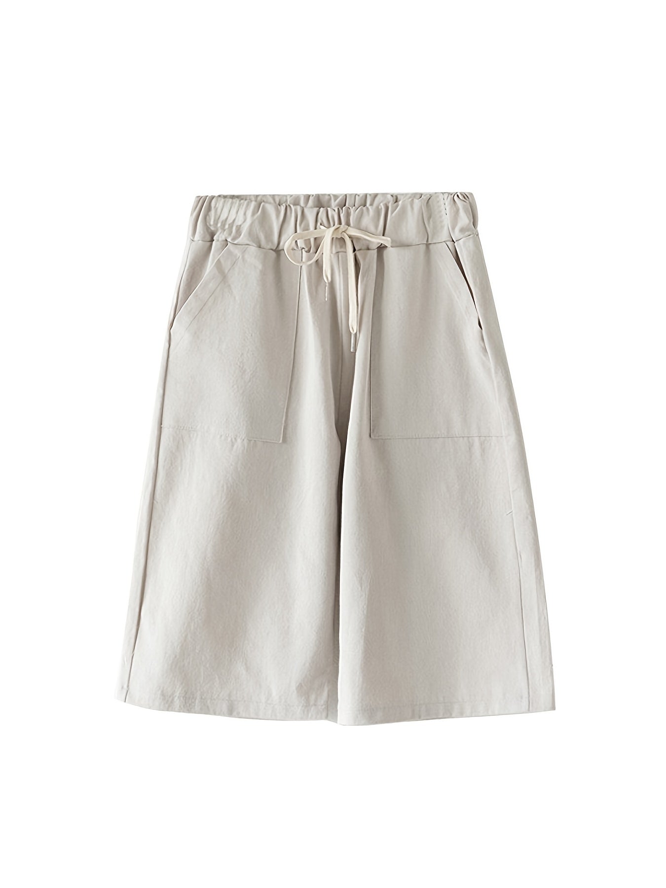 Dual Pocket Elastic Shorts High Waist Drawstring Shorts Women's Clothing