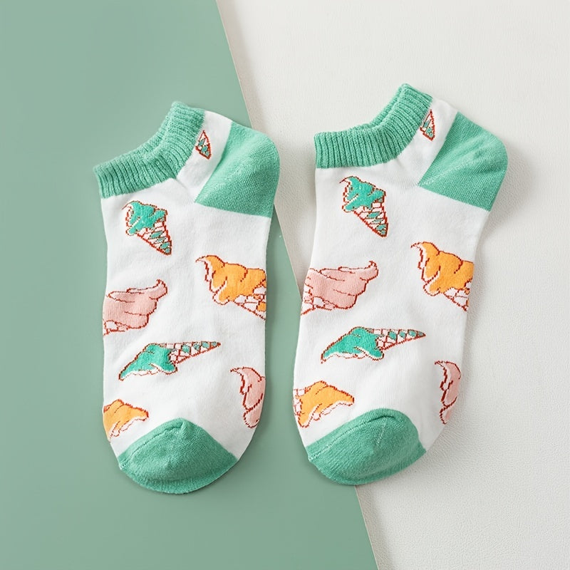 5 Pairs Ice Cream Ankle Socks Women's Stockings
