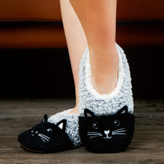 Women's Cartoon Cat Slippers Plush Lined Warm Home Slippers