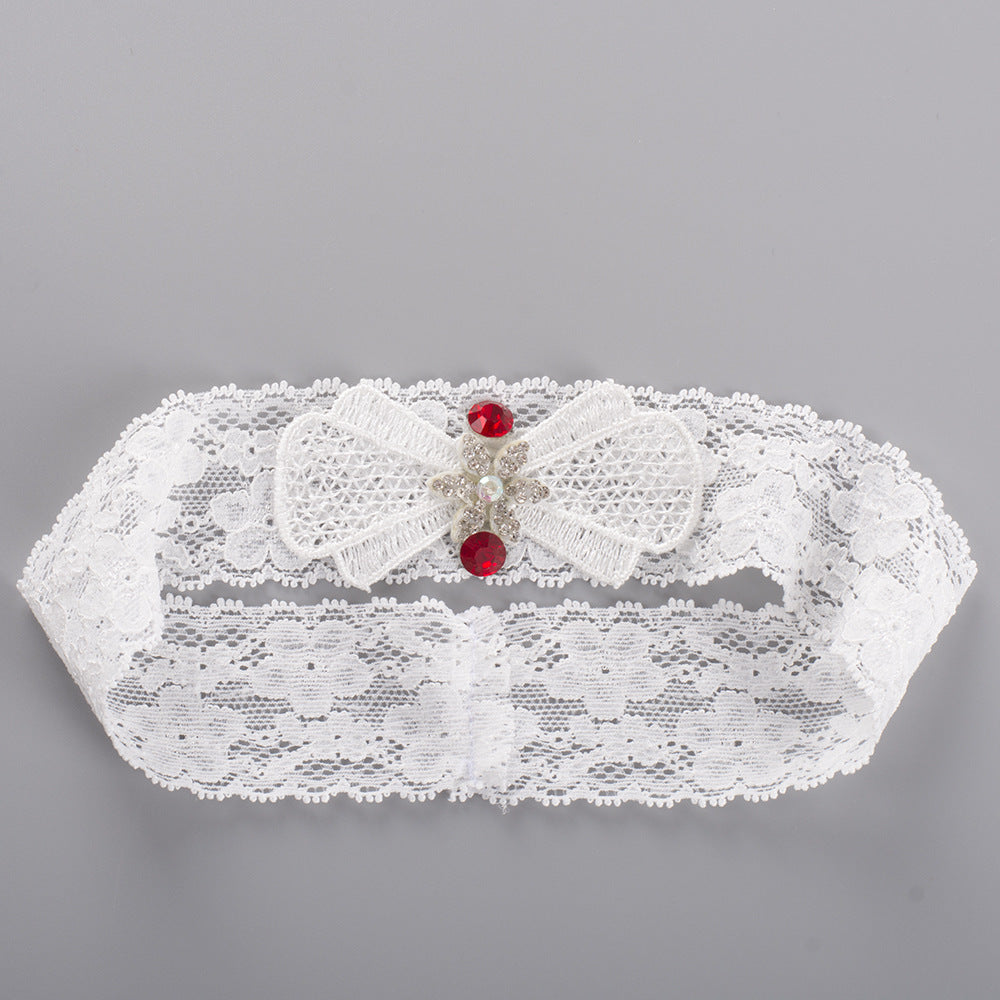 ROAD BULL Lace Bridal Garter Belt with Rhinestone Butterfly