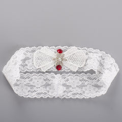 ROAD BULL Lace Bridal Garter Belt with Rhinestone Butterfly