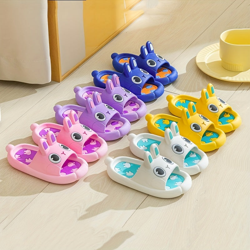 Girls' Cartoon Rabbit Open Toe Slippers - Non Slip Lightweight Slippers